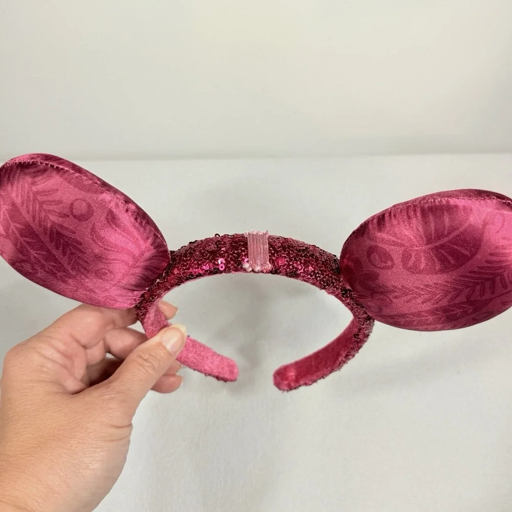 Disney Aulani Resort Pink Satin Tropical Minnie Mickey Ears Theme Park One Size